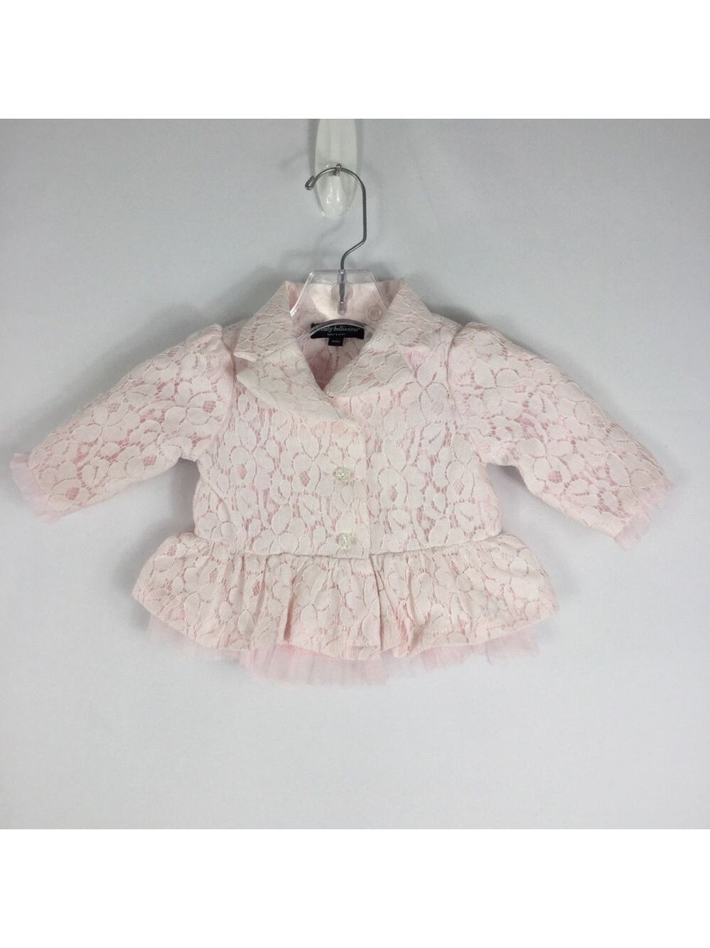 Wendy Bellissimo Baby Girls Pink Lace Jacket With Tulle Trim 6 Months